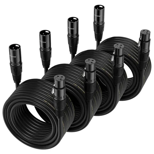 Miniatura 10 de Cable XLR de 1.5 pies, 6 unidades, cables de micrófono, cable de altavoz de micrófono equilibrado de alta calidad con cable XLR macho a hembra DMX