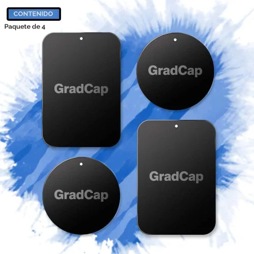 Miniatura 7 de GradCap Placa de metal para soporte magnético de teléfono, paquete de 4 discos universales de metal negro ultrafino con adhesivo 3M fuerte, kit
