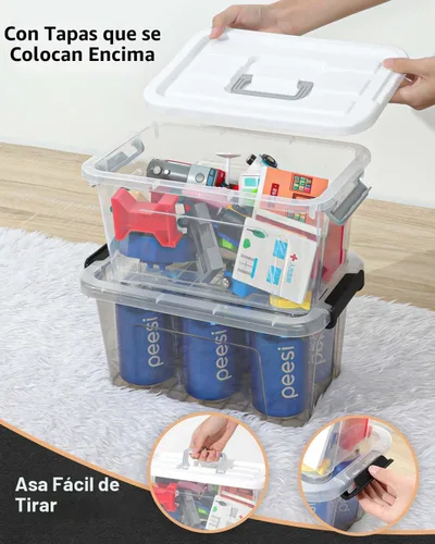 Miniatura 4 de EOENVIVS Contenedores de Almacenamiento de Plástico con Tapas Paquete de 6 Organizador de Almacenamiento, Contenedores de Almacenamiento Apilables