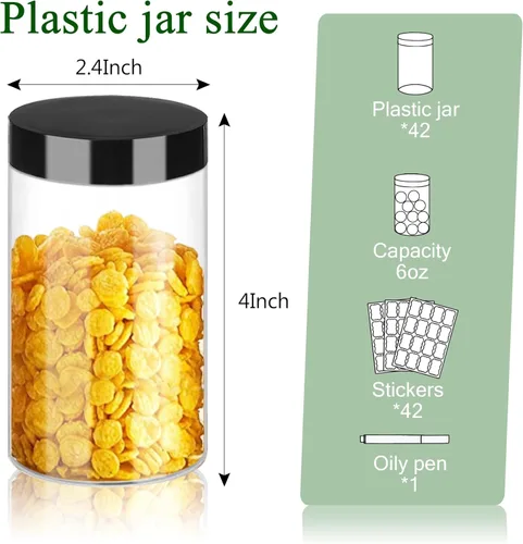 Miniatura 2 de Hajoyful Tarros de plástico con tapas de 6 onzas, 42 recipientes pequeños vacíos para cosméticos, tarros de comida transparentes para regalo, tarros