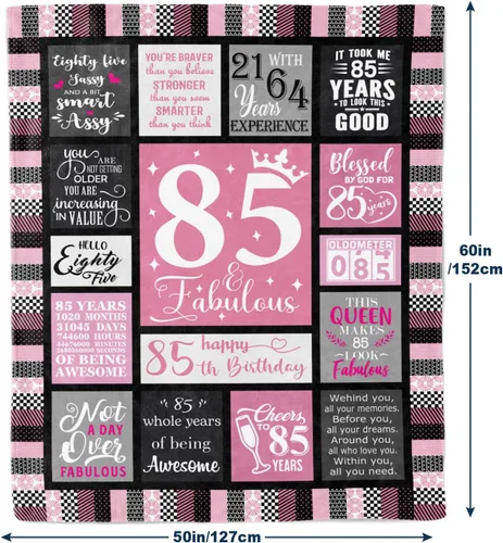 Miniatura 2 de Manta de regalo de cumpleaños 85 para mujer, decoraciones de fiesta de cumpleaños 85, el mejor regalo para mujer de 85 años, ideas para mamá y Rosa
