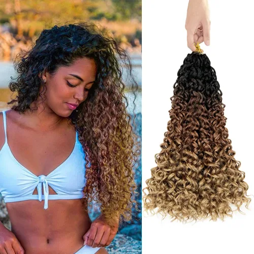 ENBEAUTIFUL 18 Pulgadas 8 Paquetes Cabello Rizado de Crochet Rizo de Playa Onda de Agua Cabello de Crochet Onda Profunda Ondulado Trenzas Onduladas