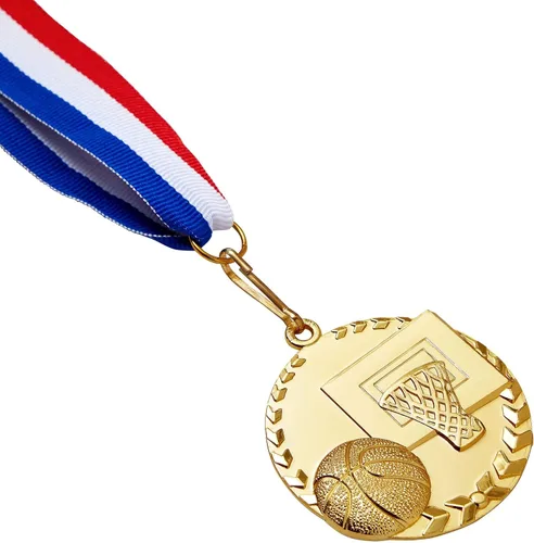 Miniatura 8 de Juvale Paquete de 12 medallas de premio para adultos, trofeos de participación en equipo con cinta de rayas rojas, blancas y azules, recuerdos
