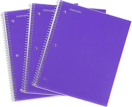 Miniatura 28 de Mintra Office Cuadernos de espiral duraderos, 1 materia, (rosa primavera, amarillo sol, hielo ártico, rayas anchas, paquete de 3)