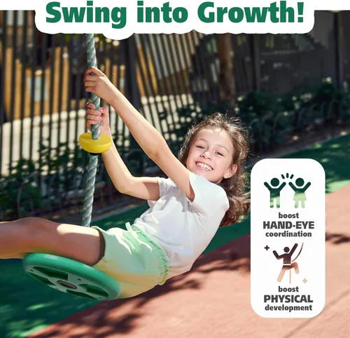 Miniatura 3 de ZNCMRR Columpios de árbol para niños Columpio de cuerda al aire libre para árbol Cuerda de escalada para niños Columpio de disco para niños Asiento