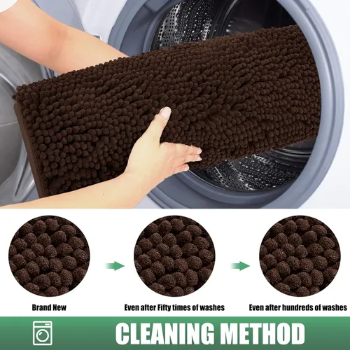 Miniatura 8 de IM HOME Tapete de chenilla absorbente para exterior 36" x 24", tapetes lavables antideslizantes para perros, tapete para puerta interior para Marrón