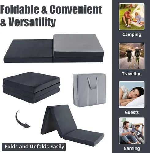 Miniatura 2 de HOMBYS Colchón plegable de espuma viscoelástica para dormir al aire libre, portátil, impermeable, para viajes, camión, cama, tienda de campaña