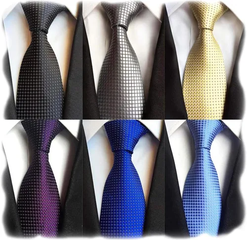 Miniatura 17 de WeiShang Lote de 6 corbatas clásicas de seda para hombre, corbatas tejidas jacquard