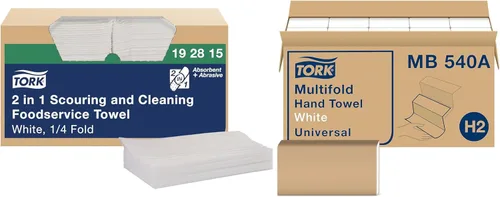 Miniatura 10 de Tork Toallas de limpieza y limpieza 2 en 1, reutilizables, ideales para superficies de acero inoxidable, 1 paquete de 120 hojas (192815)