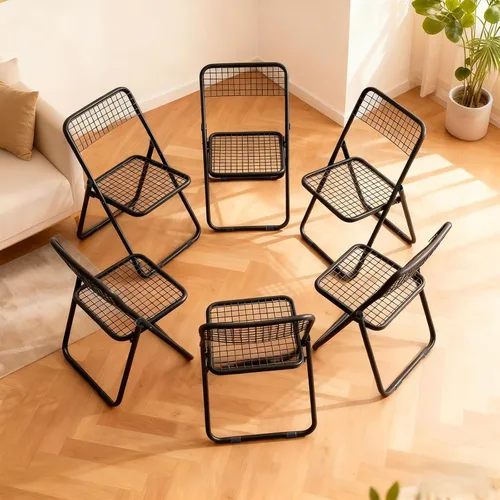 JPBSTO Paquete de 6 sillas plegables, color negro, una sola pieza, diseño plegable que ahorra espacio para uso en interiores y exteriores
