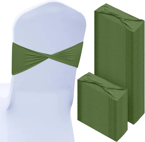 Miniatura 18 de CHENGU 100 piezas Cintas elásticas de elastano para sillas, lazos simples, bandas para sillas de boda real sin hebilla, decoraciones de cumpleaños