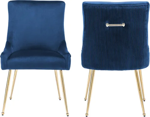 adochr Juego de 2 sillas de comedor de terciopelo, modernas sillas de cocina tapizadas con asa y respaldo plisado, silla decorativa de mediados de
