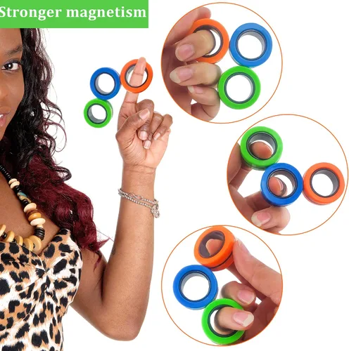 Miniatura 3 de Dermasy Juego de 3 piezas de anillos magnéticos para aliviar el estrés y la ansiedad, gran regalo para adolescentes, niños y adultos con TOC, TDAH