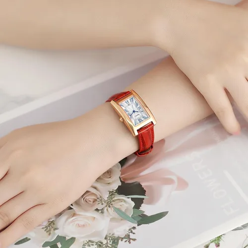 Miniatura 5 de BERNY Reloj rectangular de cuarzo con marcadores clásicos de números romanos para mujer, reloj de pulsera analógico casual con calendario de fecha