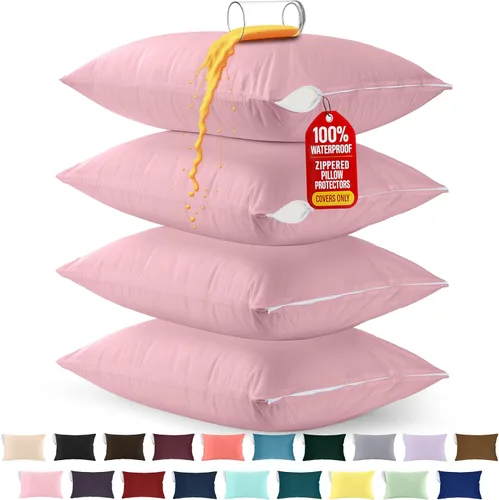 Miniatura 31 de Utopia Bedding Protector de almohada impermeable, con cremallera, paquete de 2, beige, estándar, funda de almohada a prueba de chinches, de 20 x 26