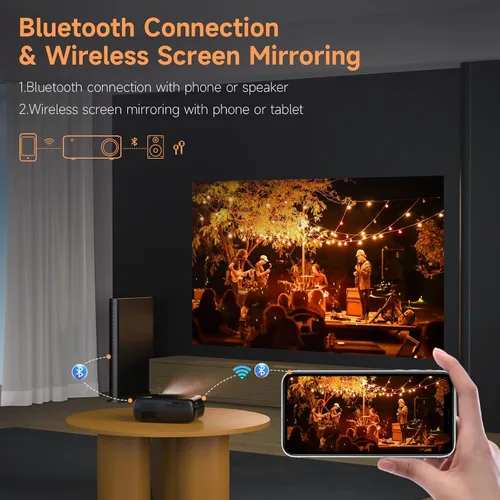 Miniatura 3 de Mini proyector de video con WiFi Bluetooth, proyector de película portátil nativo 1080P, compatible con smartphone, TV Stick, PS5, laptop HDMI USB