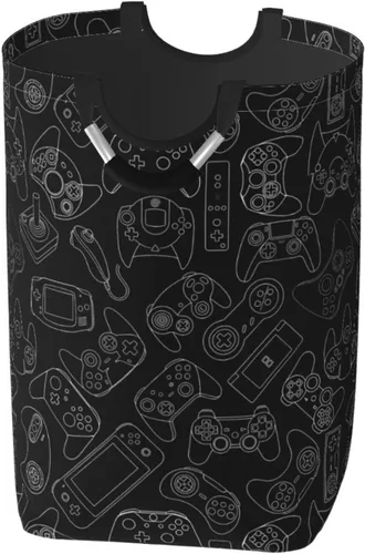 Miniatura 9 de Colorido juego joystick siluetas gran cesta de lavandería temática de juegos cesta de almacenamiento juguetes organizador de ropa para el hogar