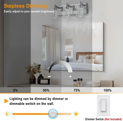 Miniatura 4 de SineRise - Luz de tocador con 3 modos de color (3000K/4000K/6000K), lámpara de baño LED con protección ocular, lámpara de pared moderna regulable