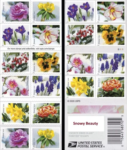 Miniatura 11 de Snowy Beauty - Sellos postales para siempre, autoadhesivos, jardín, boda, amor, celebración, vacaciones, invierno, flor, 2022 Scott #5727-5736