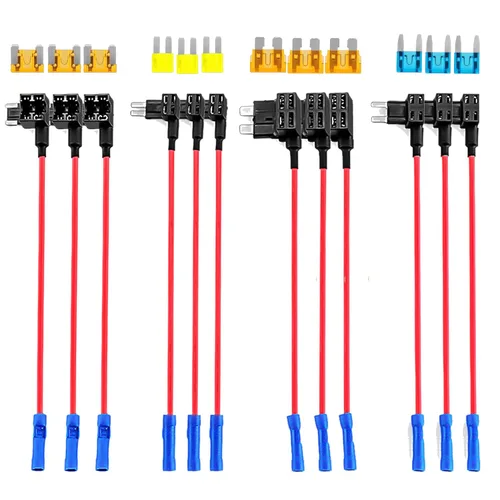 WeiSen Kit de 4 tipos de circuitos y fusibles para automóviles de 12 V, portafusibles de hoja de doble ranura con mini MICRO2 ATC ATS de bajo perfil