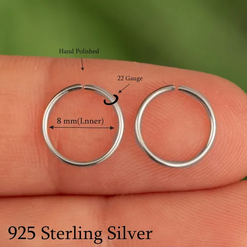 Miniatura 148 de Aretes de aro de oro de plata – Aretes de aro para mujer, dos piezas de aros de plata fina rellenos de oro, aro de hélice, anillo de tragus, aro