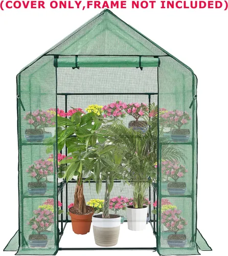 Miniatura 2 de Purlyu Cubierta de repuesto para invernadero transitable con puerta enrollable con cremallera, 56 x 56 x 76 pulgadas, cubierta de invernadero