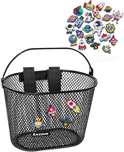 Miniatura 9 de Cesta de Bicicleta para Niños ANZOME, Cesta de Bicicleta para Niños y Niñas, Cesta de Bicicleta de Alambre de Metal Impermeable para Niños, Adecuada