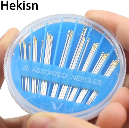 Miniatura 5 de Hekisn 30 agujas de coser a mano de alta calidad, 6 tamaños, 30 unidades, agujas de coser surtidas, agujas de coser para reparación de costura a