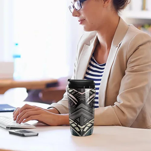 Miniatura 7 de Art Deco Geometric Pattern Coffee Cup Hot Coffee Travel Mug Reusable Iced Coffee Cups Double Heat Insulation Coffee Mug with Leak-Proof Lid Stylish