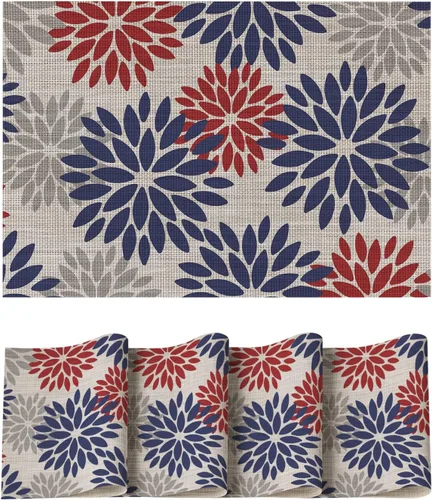 Miniatura 26 de Artoid Mode - Juego de 4 manteles individuales de vinilo con diseño floral, resistentes al calor, lavables, antideslizantes, de PVC, para decoración