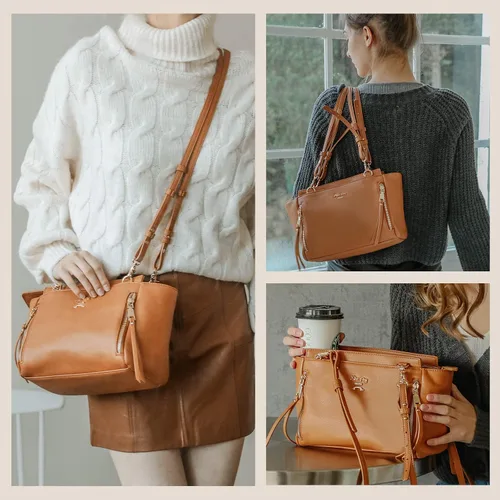 Miniatura 2 de miss fong Mochila para pañales, bolsa de bebé, bolsa de pañales de cuero, bolsa de pañales con bolsas cruzadas para pañales, Miss Fong Paquete