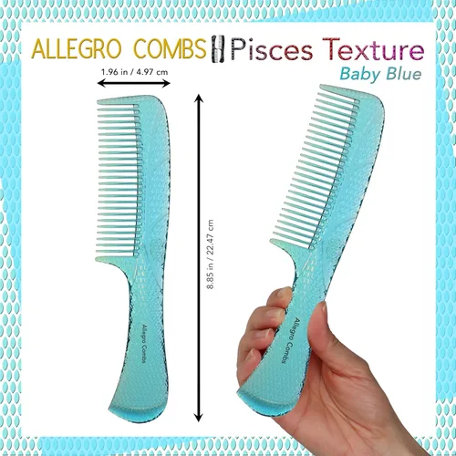 Miniatura 2 de Allegro Combs #1004 - Peine desenredante de dientes anchos irrompible, acabado brillante galvanizado degradado, peine de mango para cabello natural