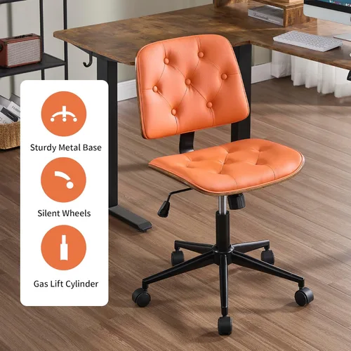 Miniatura 7 de VipDesk Silla pequeña de oficina en casa, silla de escritorio sin brazos con respaldo medio con giro de 360° y ruedas, silla de computadora moderna