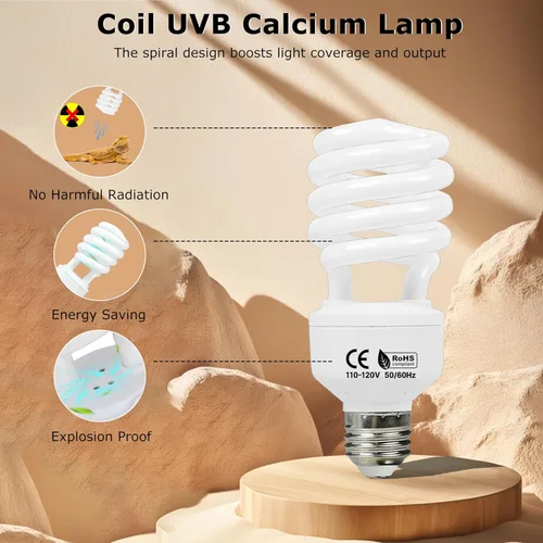 Miniatura 6 de Luz de reptil UVB 10.0 de 26 W, bombilla compacta de desierto para dragones barbudos, lagartos, serpientes, geckos, anfibios, lámpara UVA UVB