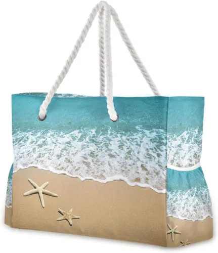 Bolsas de playa para mujer, diseño de estrella de mar, bolsa grande de playa, bolsa de hombro para piscina, bolso