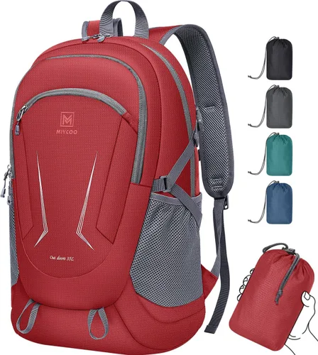 Miniatura 9 de MIYCOO Mochila - Mochila plegable ultraligera para viajes, campamento, senderismo, mochila plegable impermeable para hombres y mujeres, color negro