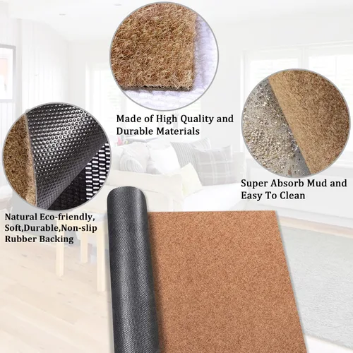 Miniatura 4 de AAZZKANG Paquete de 2 tapetes de bienvenida para interiores y exteriores con parte trasera antideslizante, multiusos, ultra absorbe el barro, fácil