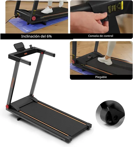 Miniatura 6 de DeerRun Cintas de correr para el hogar con inclinación y asas, cinta de correr plegable de 3.0 HP para espacios pequeños, máquina de correr plegable