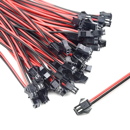 Miniatura 2 de 100 unidades, 50 pares JST SM 2PIN 24AWG hembra y macho enchufe de conexión con conector de terminal rojo y negro, cable de cable para tira de luz