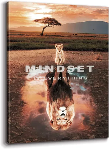 Miniatura 10 de KAWAHONE Mindset Is Everything - Lienzo decorativo para pared, diseño motivacional de rey león, con citas inspiradoras de emprendedor, póster