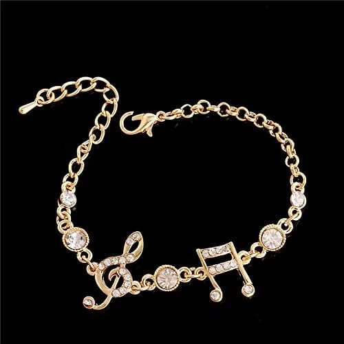 Miniatura 3 de Regalos de joyería de lujo pulsera de notas musicales de color dorado pulsera con dije de circonita de cristal para mujer