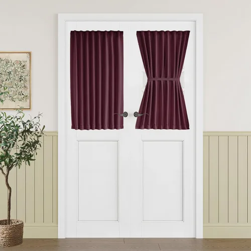 Miniatura 138 de Vatge - Cortinas autoadhesivas para puerta francesa, tratamiento de ventana con filtro de luz sin varillas ni perforaciones para puertas de cristal