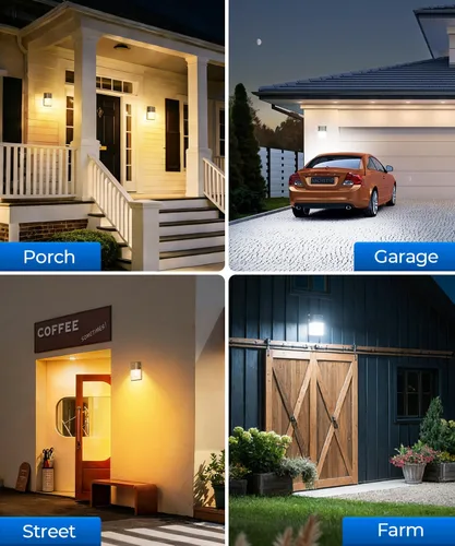 Miniatura 8 de CINOTON Paquete de luz LED de pared 3CCT de 30 W con sensor de atardecer a amanecer, 3000 K/4000 K/5000 K seleccionable, 3600 LM, luces de pared al
