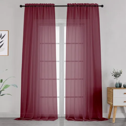 Miniatura 174 de OVZME - Cortinas traslúcidas blancas de 45 pulgadas de largo, 2 paneles, cortinas de gasa con bolsillo para barra para ventanas pequeñas, cada una