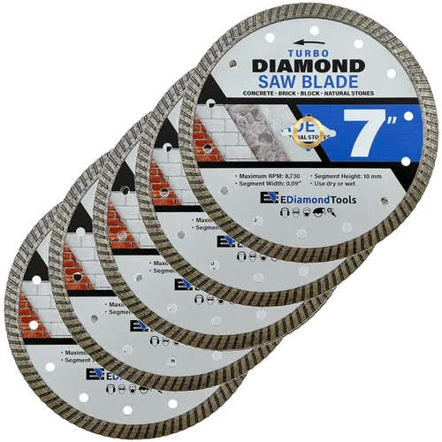 Miniatura 21 de Hoja de sierra de diamante turbo de 7 pulgadas para hormigón, ladrillo, bloque y mampostería, altura de segmento de 0.394 in, profundidad de corte