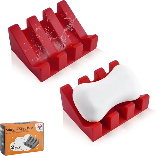 Miniatura 30 de Jabonera Autodrenante con Soporte, Jabonera de Silicona, para Baño, Cocina, Esponjas, Puede Extender la Vida del Jabón, Mantiene las Barras de Jabón