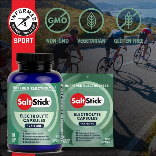 Miniatura 4 de SaltStick Electrolitos con cafeína - Pastillas de sal y electrolitos para correr, hidratación, alivio de calambres en las piernas, recuperación