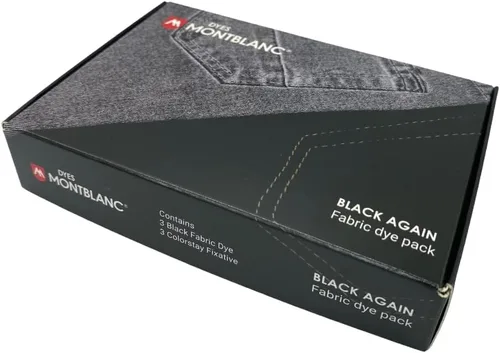 Anilinas Black Again - Paquete de tinte para tela, renueva y tiñe tu ropa, incluye 3 sobres de tinte negro y 3 sobres de fijación para algodón y más