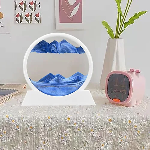Miniatura 2 de rysnwsu Imagen artística de arena en movimiento redonda de vidrio 3D de mar profundo, paisaje de arena en movimiento, regalo de arena que fluye