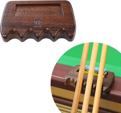 Miniatura 7 de CROWN ME Soporte de madera ponderado para palos de billar de 2 tacos, soporte para palos de billar, soporte para tiza